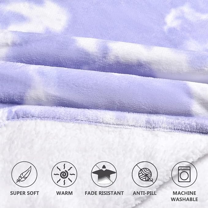 Krifey Wearable Blanket Hoodie, Oversized Sherpa Fleece Sweatshirt with Giant Pocket, Birthday Gifts for Women, Mom, Sister, Purple Cloud