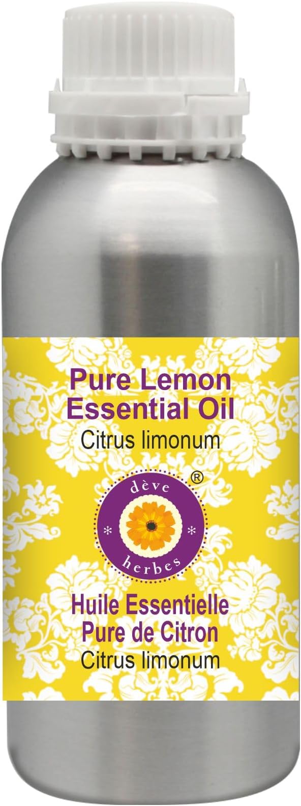 Deve Herbes Pure Lemon Essential Oil (Citrus limonum) Steam Distilled 300ml (10 oz)