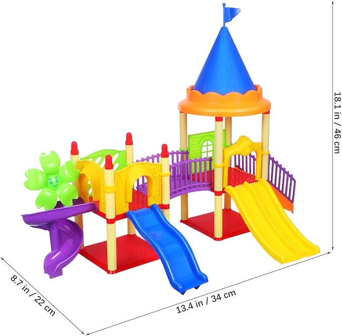 Toyvian Miniature Playground Models Kids Mini Slide Toy Model Plastic Playground Equipment STEM Toys for Kids Mini Playground Doll House Decor