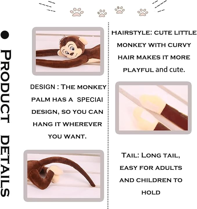 CHELEI2019 27.6" Monkey Plush Stuffed Animal,Hanging Stuffed Animal Monkey with Long Hands