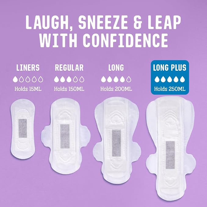 Flo - Sensitive Bladder Long Plus Pads (10 Pack) - Wrapped, Ultra-Thin - Absorbent & Breathable - Charcoal Core - Made with Organic Bamboo - Incontinence Pads for Women - Vegan & Cruelty Free