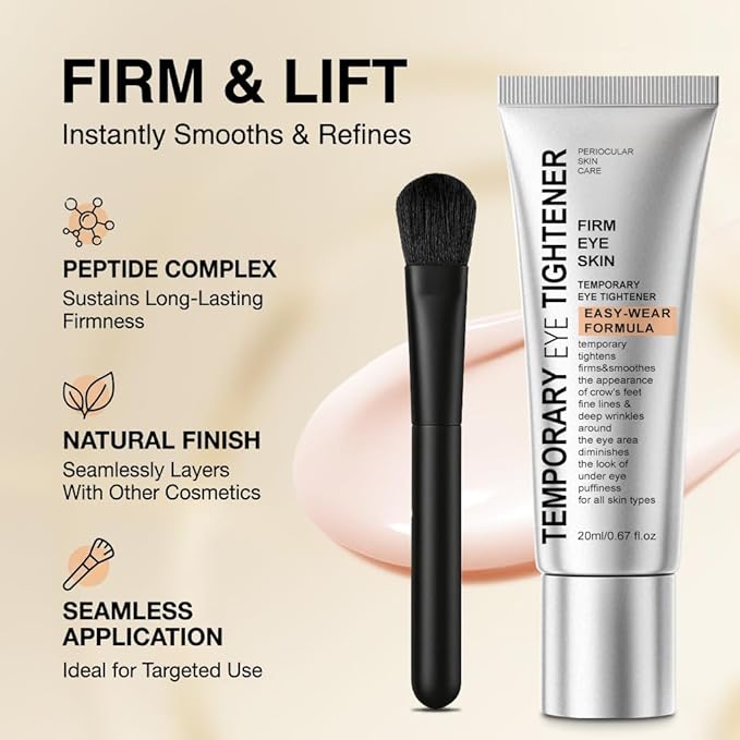 Perfection Eye Tightener Cream, Instant Firming Cream for Puffiness, Fine Lines & Wrinkles, Lightweight Easy-Wear Formula, Gentle Skin Care for All Skin Types for women, 2PCS with 2 Brushes, Silver-A