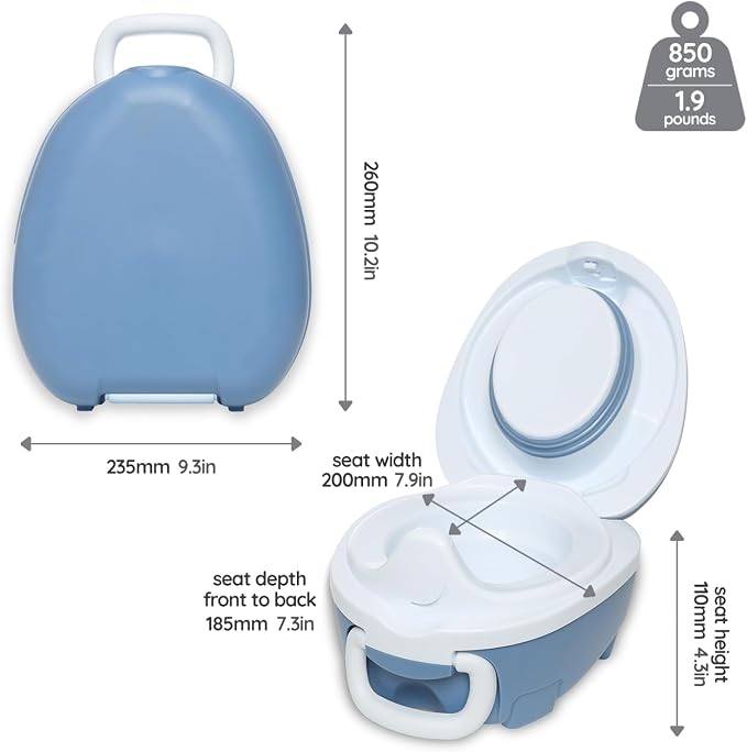 My Carry Potty - Blue Pastel Travel Potty, Award-Winning Portable Toddler Toilet Seat for Kids to Take Everywhere