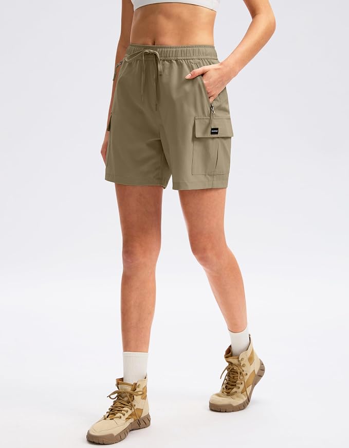 SANTINY Women's 5''/ 7''/9'' Hiking Cargo Shorts Quick Dry Lightweight Summer Shorts for Women Athletic Golf Zipper Pockets