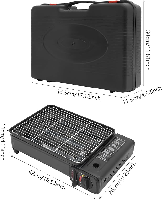 Butane Grill Stove, Portable Camping Grills Gas Stoves with Grilling Nets & Carrying Case, Butane Camping Stove for Camping, Traveling, Korean BBQ, Trekking, Outdoor Cooking