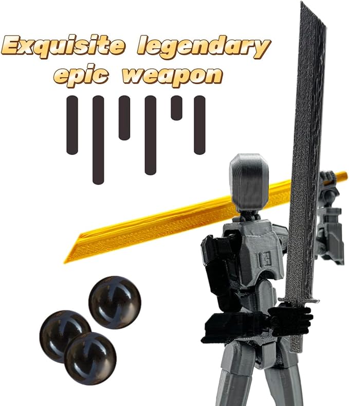 3D Printed 5.54-inch Multi-Jointed Action Figures Dummy13, Full Body Mechanical Movable Toy, Multiple Accessories, Hand Painted Figure, Desk Decoration, Creative Gifts (Z-Set4)