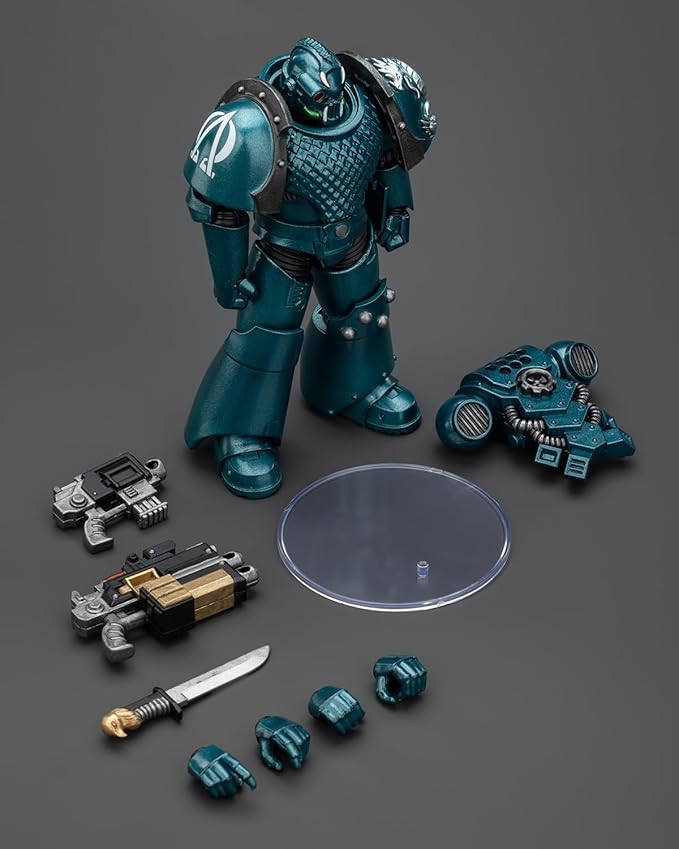 JoyToy Warhammer 40K Genuine License 1:18 Action Figure, Alpha Legion Headhunter with Banestrike Combi-Bolter and Power Dagger, 4.96 inch Collectible Action Figures Sets