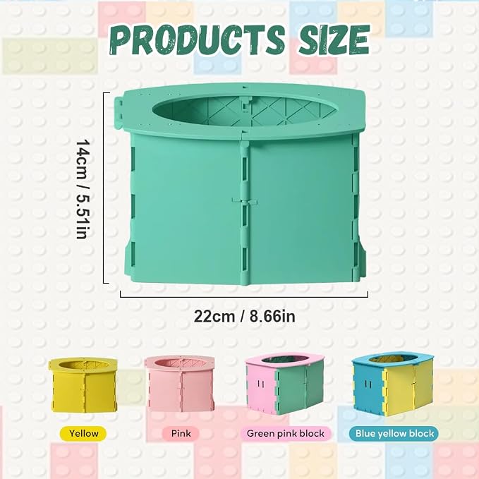 Travel Potty for Kids, 2025 New Reusable Portable Folding Potty for Toddler, Foldable Toilet for Outdoor Camping, Toddler Potty Seat (Pink Green)