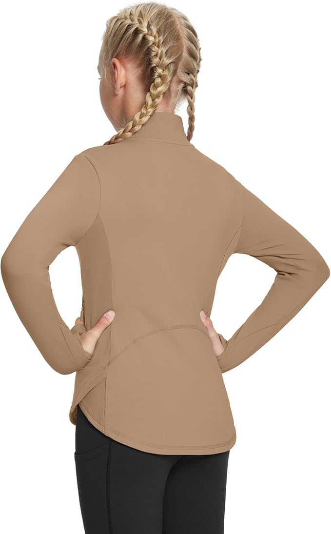 baleaf Girls Long Sleeve Shirts Fleece Jacket Fall Half Zip Pullover Kids Sweatshirts Athletic Thermal Coat