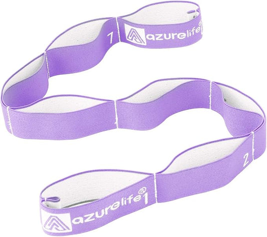 A AZURELIFE Elastic Yoga Stretching Strap, Multi-Loop Stretch Strap for Physical Therapy, Pilates, Yoga, Dance & Gymnastics Exercise and Flexible Pilates Stretch Band