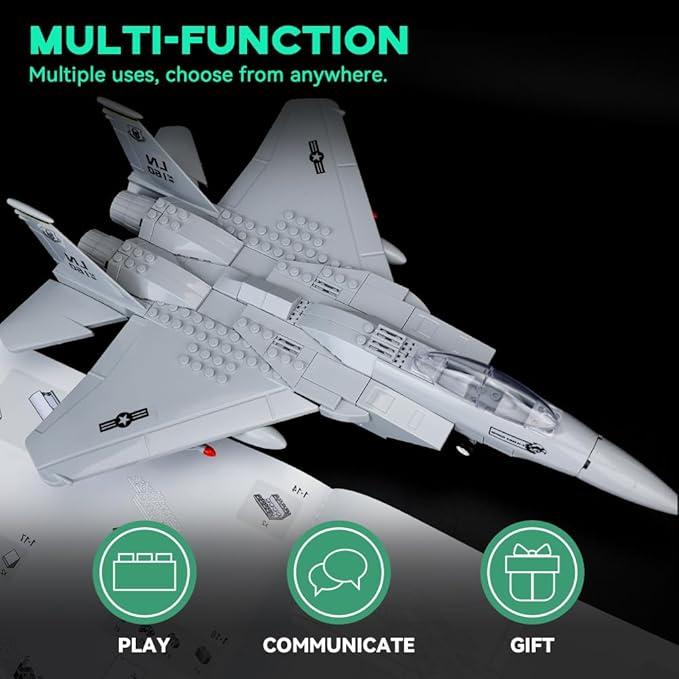 ArtorBricks Air Force Series F-15 Eagle Fighter Airplane Military Building Set Adult Gift.Including Model Display Rack (223 Pieces)