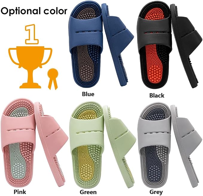 Acupressure Massage Slippers Acupressure Foot Massager Shoes Reflexology Sandals Gift for Men Women Reduce Feet Neuropathy Pain Relief and Tension (Black,US Women 9.5-10/ Men -8.5)