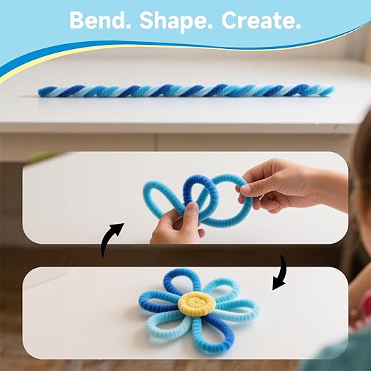 Pipe Cleaners Craft 300PCS 3 Colors Blue Pipe Cleaners Bulk 30CM Limpia Pipas para Manualidades Fuzzy Wire Chenille Stems for Arts Crafts and Creative DIY Projects Decorations
