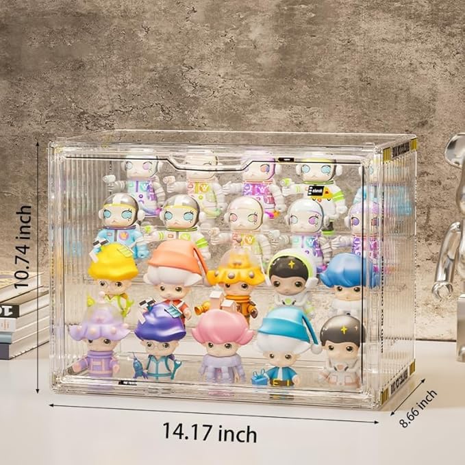 4 Tiers Clear Display Case for Figures, Acrylic Storage Organizers Box with Magnetic Door, Large Dustproof Showcase for Collectibles Action Figure
