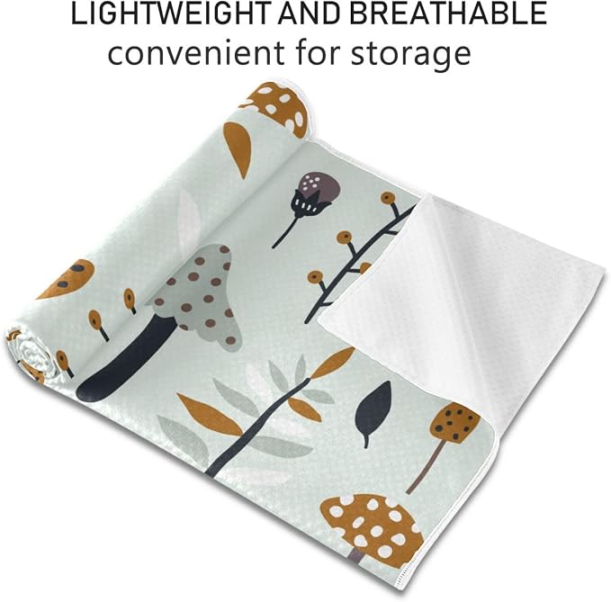 Mushroom Yoga Mat Towel Non Slip Soft Sweat Absorbent Hot Yoga Towel for Hot Yoga, Pilates and Workout-73 x 27 Inch