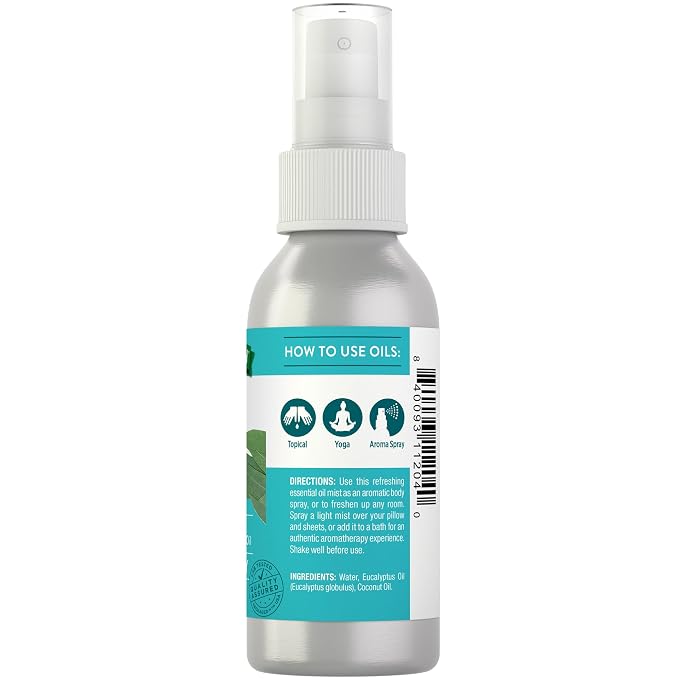 Nature's Truth Eucalyptus Mist Spray 2.4 fl oz | Pure Essential Oil for Aromatherapy