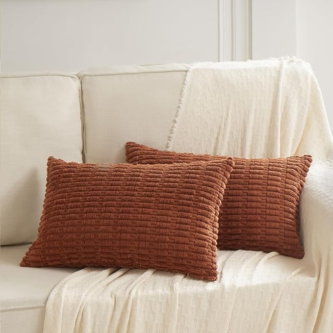 Fancy Homi 4 Packs Decorative Throw Pillow Covers for Living Room Couch Bed, Modern Farmhouse Boho Home Décor Accent Cushion Case, 24" x 12", Rust