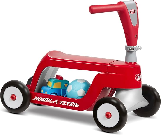 Radio Flyer Scoot 2 Scooter, Red, for Kids Ages 1-4, Ride On Toy or 4-Wheel Kids Scooter, Durable Wheels and Frame, Converts Easily with Flip Deck, Toddler Ride On Toys