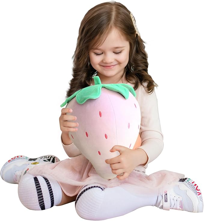 Cute Fruit Kids Pillow Stuffed Strawberry Plush Pillows Super Soft Girls Pillows Cushion Seat for Kids Toys (Purple,13.7"/35cm)
