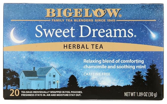 Bigelow Sweet Dreams Herbal Tea, Relaxing Blend of Chamomile Mint, 20-Count Boxes (Pack of 24)