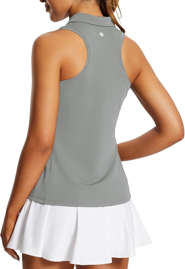 baleaf Women's Golf Shirts Sleeveless Polo Racerback with Zipper Collar | Upf 50+ Sun Protection; Racerback for Free Movement; Quick-Dry and 1/4 Zipper Collar.Perfect for Golf, Tennis and Pickleball