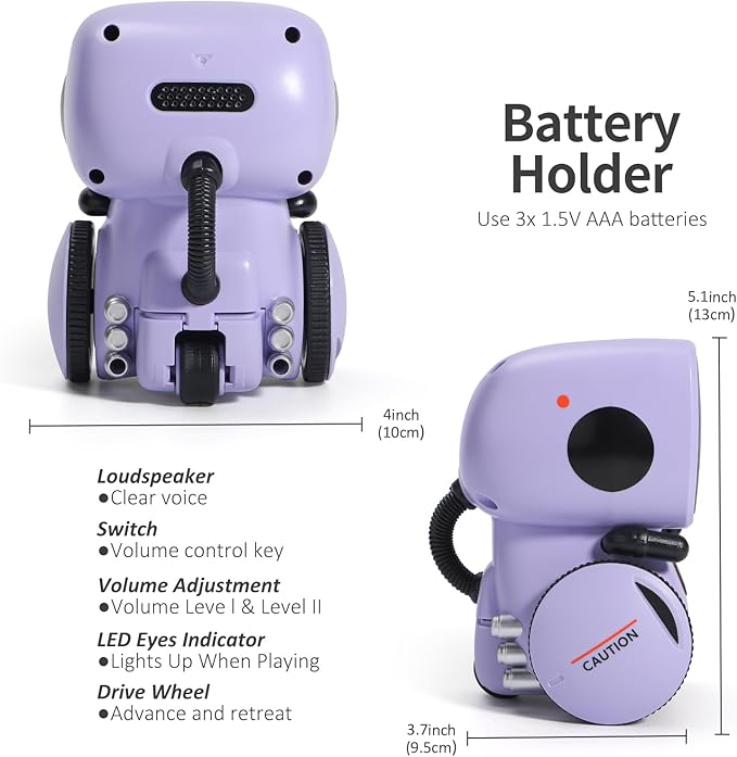 GILOBABY Kids Robot Toys, Interactive Toys Companion Smart Talking Robotic with Voice Control Touch Sensor, Singing, Dancing, Recording, Repeat, Birthday Gifts for Girls Ages 3+ Years (Purple)