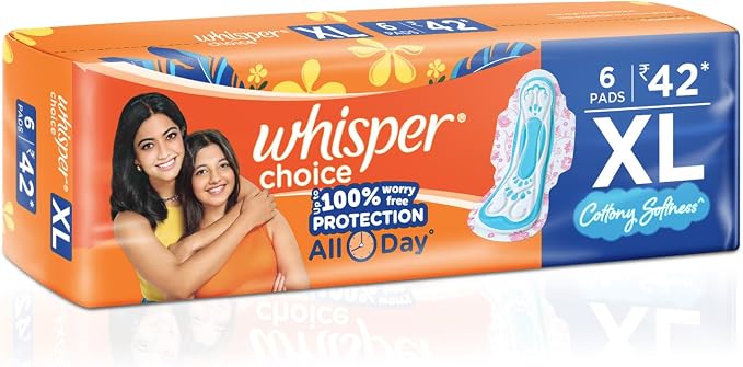 Whisper Choice Sanitary Pads for Women, XL 6 Napkins