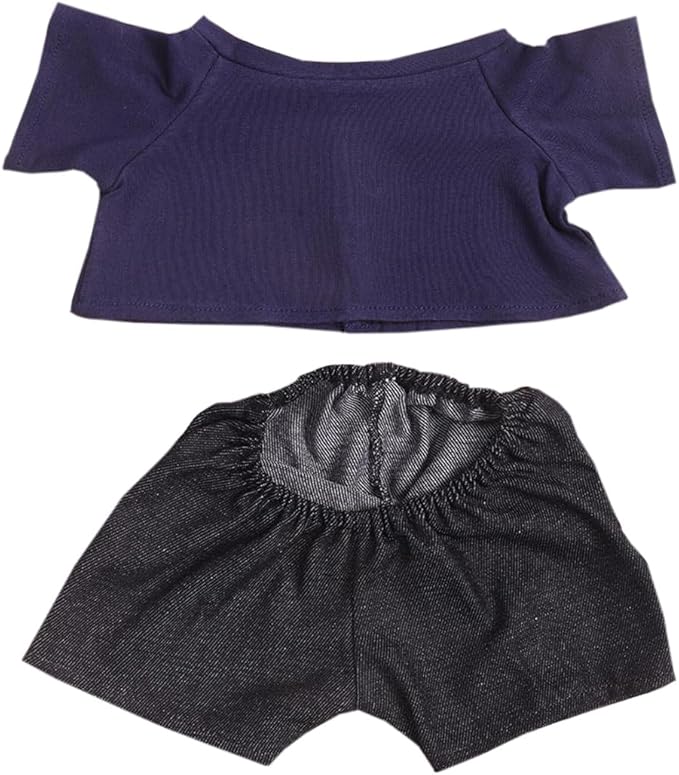 14"-18" Stuffed Animal Clothes T-Shirt Jeans Make Your Own Stuffed Animals Dress Up Accessories (Dark Blue+Black)