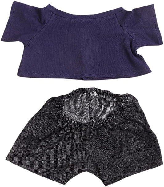 14"-18" Stuffed Animal Clothes T-Shirt Jeans Make Your Own Stuffed Animals Dress Up Accessories (Dark Blue+Black)