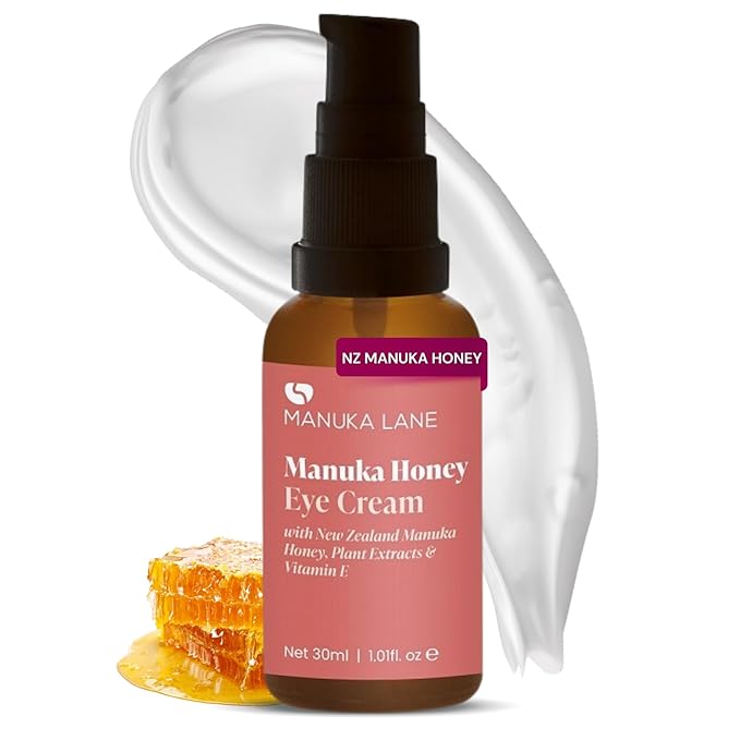 Manuka Lane Natural Eye Cream Moisturizer with Manuka Honey, Eyebright, Vitamin E, and Lanolin – Nature’s Most Powerful Defense Against Dark Circles Under-Eye Bags, Dark Circles and Puffiness