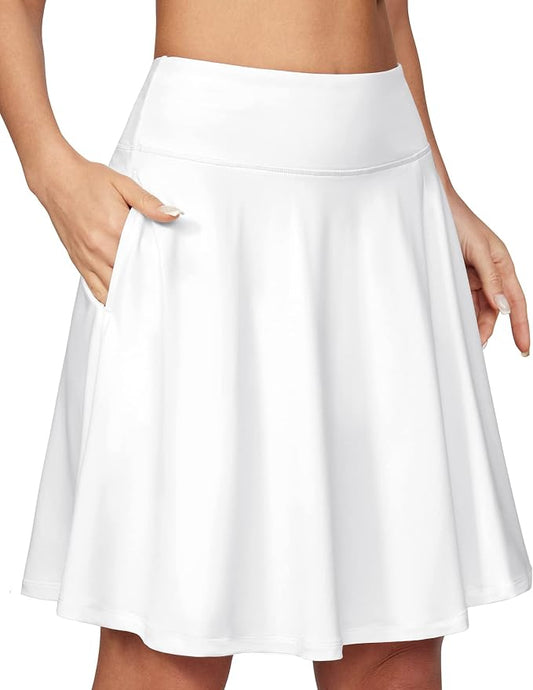 IUGA 20" Knee Length Skorts Skirts for Women with Pockets Tennis Skirt High Waisted Golf Skirts for Women Casual Athletic