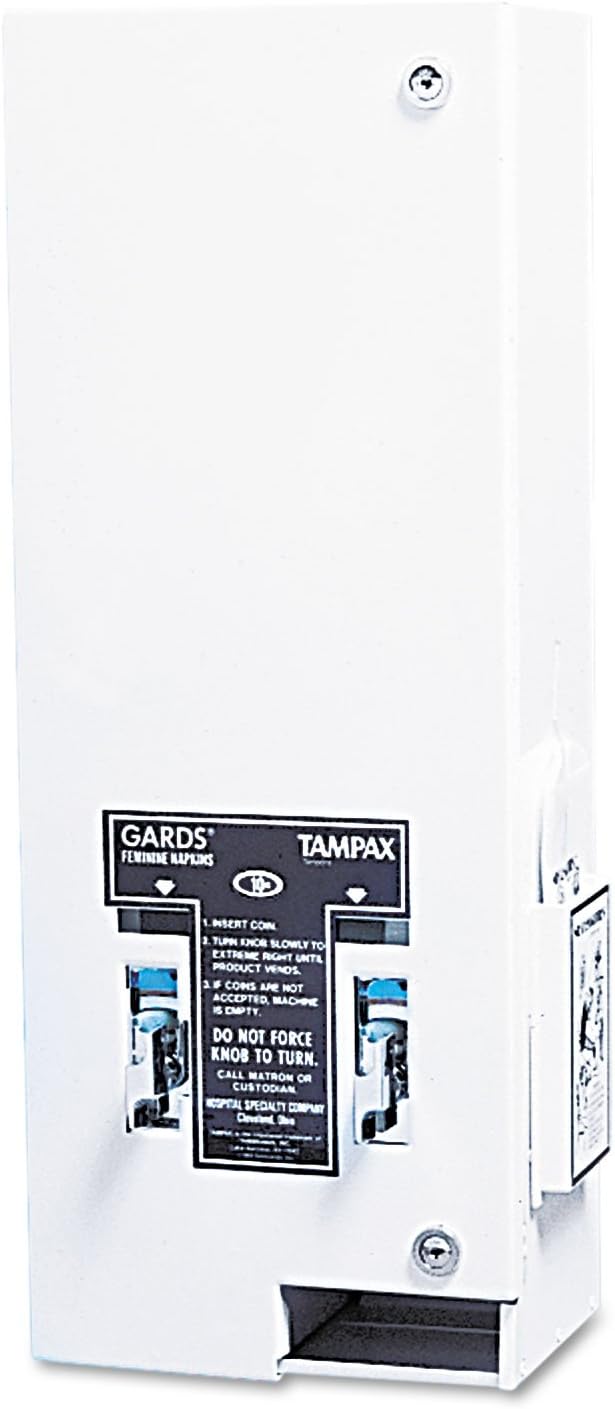 Hospital Specialty Co. Sanitary Napkin/Tampon Dispenser, Coin, Metal, 10 x 7.25 x 24, White