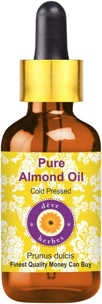 dève herbes Pure Almond Oil (Prunus dulcis) with Glass Dropper Cold Pressed 5ml (0.16 oz)