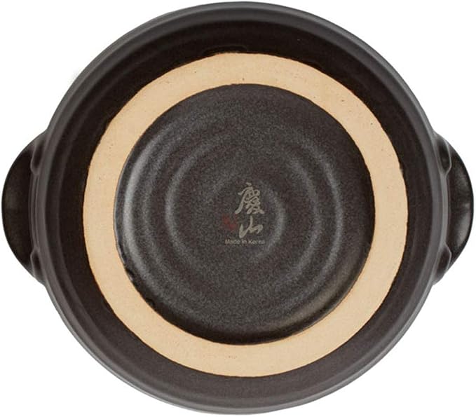 Crazy Korean Cooking Korean Stone Bowl (Dolsot), Sizzling Hot Pot for Bibimbap and Soup - Premium Ceramic (Large with Lid | 44 Fl oz)