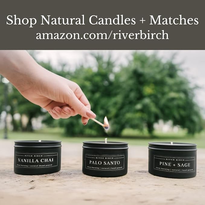 River Birch Candles Pine + Sage Scented Candle | Premium, All-Natural, Non-Toxic, Soy Candles | 8 oz. Black Matte Tin Travel Candle | Cozy Relaxing Gifts for Home