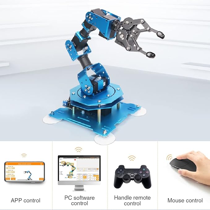 Robotic Arm for Arduino Coding Programming 6DOF Hiwonder-xArm1S STEM Educational Building Robot Arm Kits, 6 AXIS Full Metal Robotic Arm Wireless Controller/PC/App/Mouse Control Learning Robot