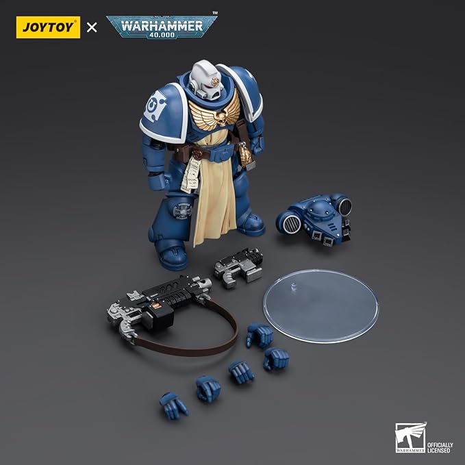 YIZRIO JoyToy Warhammer 40K Ultramarines Sternguard Veteran with Auto Bolt Rifle 1:18 Scale Action Figure Mecha Joy Toy Collection Model 4.76 inch