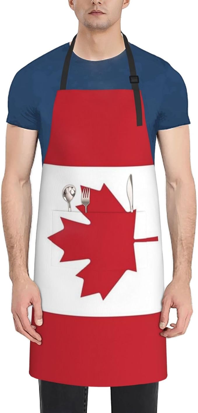 Cute Flag Kitchen Cooking Aprons for Women Men Adjustable Patriotic Flag Apron with 2 Pockets for Home Kitchen Garden