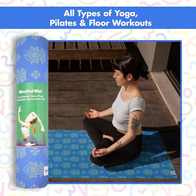 HOME ARCHIVE Premium Yoga Mat 6mm Print Reversible Extra Thick and Large Non Slip Exercise & Fitness Mat for All Types of Yoga Pilates & Floor Workouts (78" x 24" x 6mm Thick)