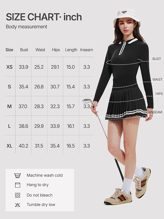 Women's 2-Piece Tennis Skirt Set, Polo V-Neck Top & High-Waisted Pleated Skirt, Athletic Outfit for Golf Pickleball