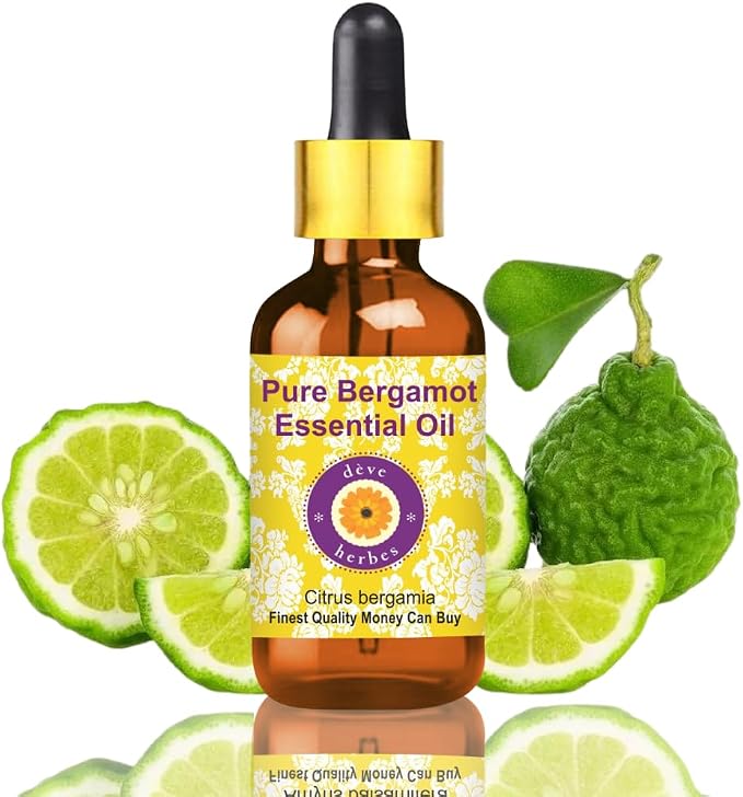 Deve Herbes Pure Bergamot Essential Oil (Citrus bergamia) with Glass Dropper Natural Therapeutic Grade Steam Distilled 5ml (0.16 oz)