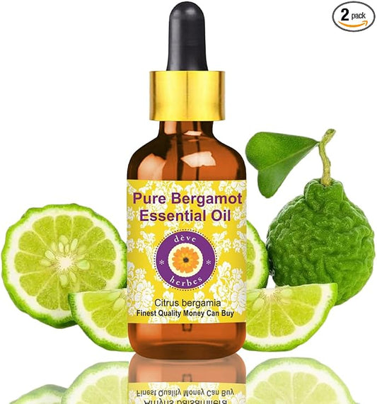 Deve Herbes Pure Bergamot Essential Oil (Citrus bergamia) with Glass Dropper Natural Therapeutic Grade Steam Distilled 15ml (0.50 oz)