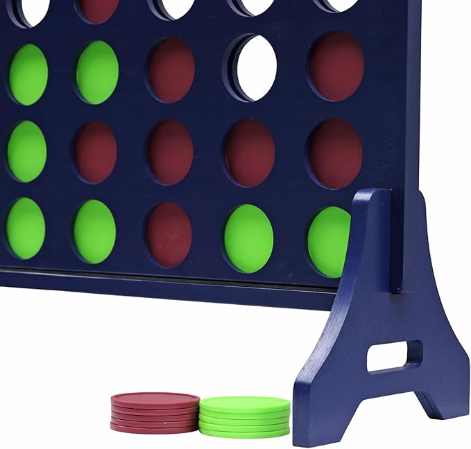 Tailgating Pros Premium Navy Giant Four in a Row with Carrying Case - Jumbo Oversized Outdoor Yard Game - Connect Multiple Pucks in a Row to Win - Many Puck Colors Available!