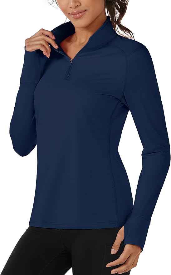 TACVASEN Women's Quarter Zip Sweatshirt Fleece Long Sleeve Workout Pullover | Lightweight Breathable Thermal Fabric,Mock Neck Design,Athletic Tops,Ideal for Gym Running Activities