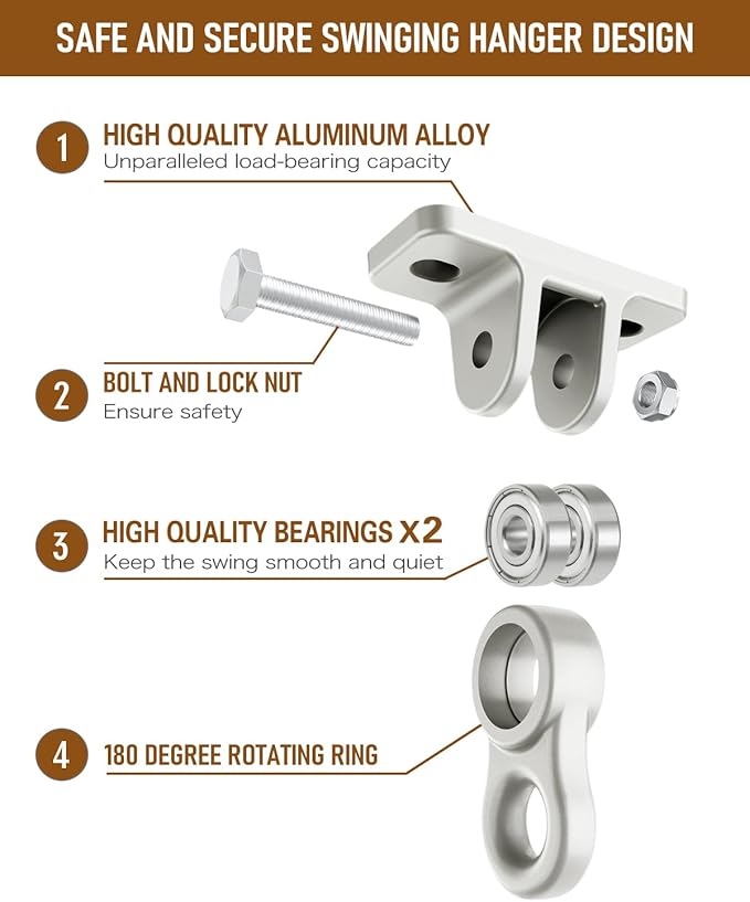 Heavy Duty Porch Swing Hangers Kit, with Screws Bolts for Wooden Sets Playground Porch Patio Yoga Seat Indoor Outdoor Hanging Snap Hooks (8 Pack Silver)