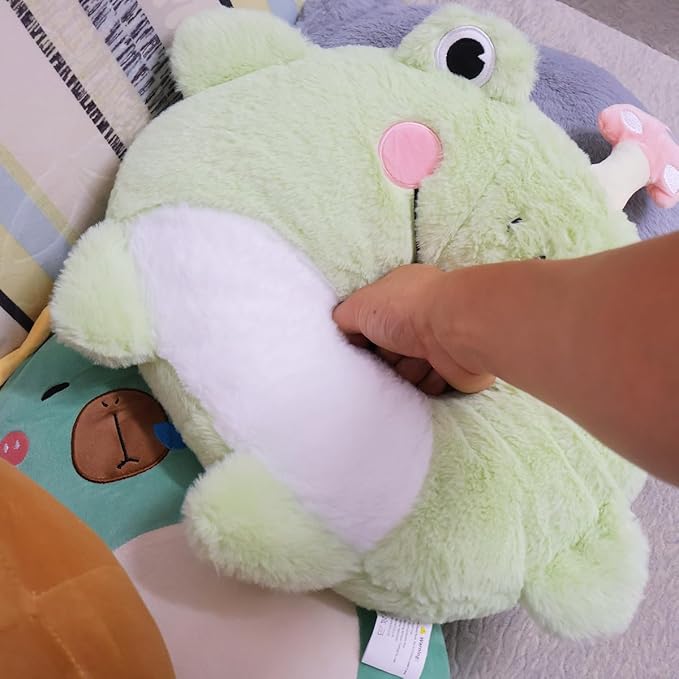 Frog Plush Pillow, Cute Frog Stuffed Animal Plush Toy Throw Pillow Kawaii Plushies Gift for Kids Girls Adults Valentines Birthdays