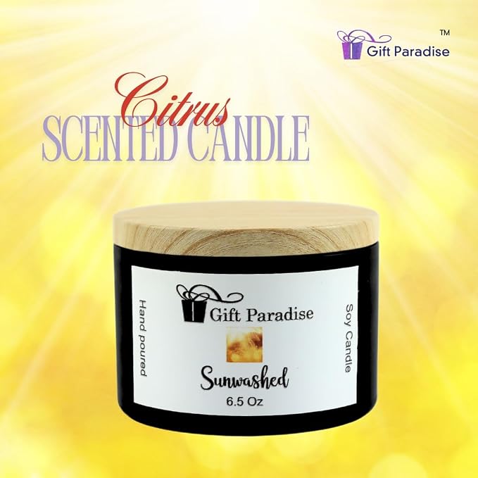 Sunwashed Soy Wax Candle in Black Metal Tin, 6.5 oz, Cotton Wick