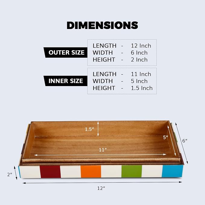 Handicrafts Home Large Decorative Storage Box 12x6– Coffee Table Organizer Box, Modern Home Décor Accent, Keepsake Memory Box, Jewelry Storage Box, Boho Decorative Box with Lid for Shelf, Mantle Decor
