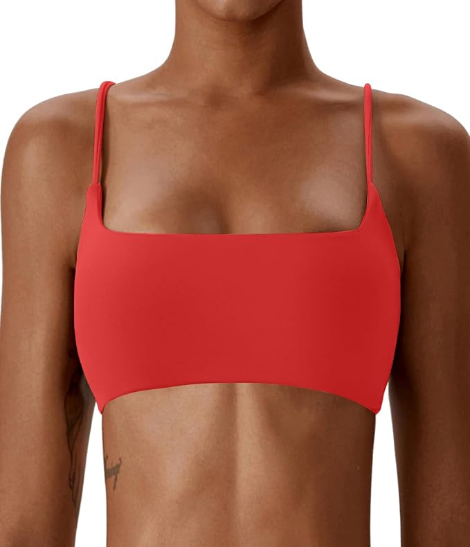 Comper Women's Sports Bras Wirefree Racerback Workout Bras Sexy Thin Straps Yoga Sport Bras with Removable Pads