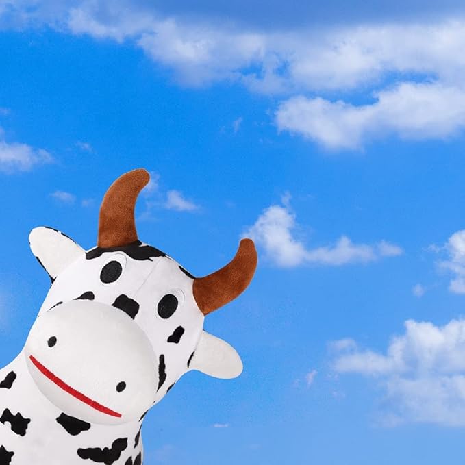 iPlay, iLearn Bouncy Pals Hopping Cow Horse, Toddler Girl Boy Inflatable Bouncing Animal Hopper Toy, Outdoor Indoor Plush Ride on Bouncer, Baby Birthday Gift 18 Month 2 3 4 Year Old Kid - Cow